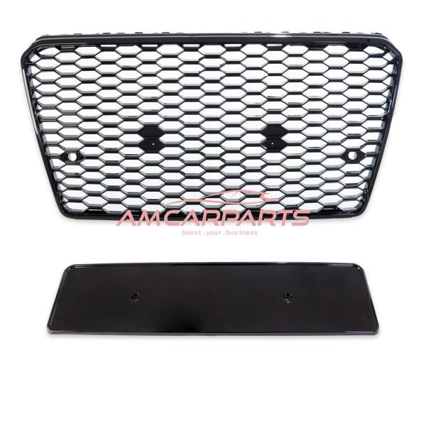 Upgrade Sportgrill / Kühlergrill für Audi A7 4G 10-14 Hochglanz Schwarz in Wabendesign