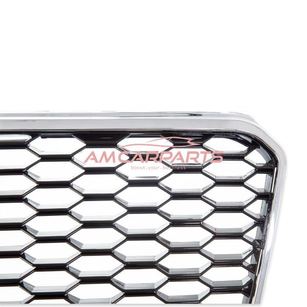 Upgrade Sportgrill / Kühlergrill für Audi A7 4G 10-14 Hochglanz Schwarz / Chrom in Wabendesign