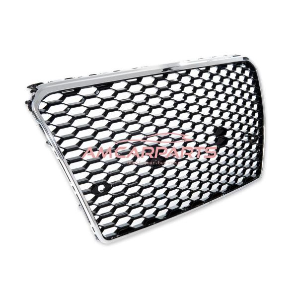 Upgrade Sportgrill / Kühlergrill für Audi A7 4G 10-14 Hochglanz Schwarz / Chrom in Wabendesign