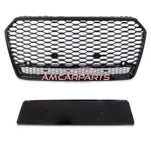 Upgrade "Plus" Sportgrill / Kühlergrill für Audi A7 4G Facelift 14-18 Hochglanz Schwarz in Wabendesign