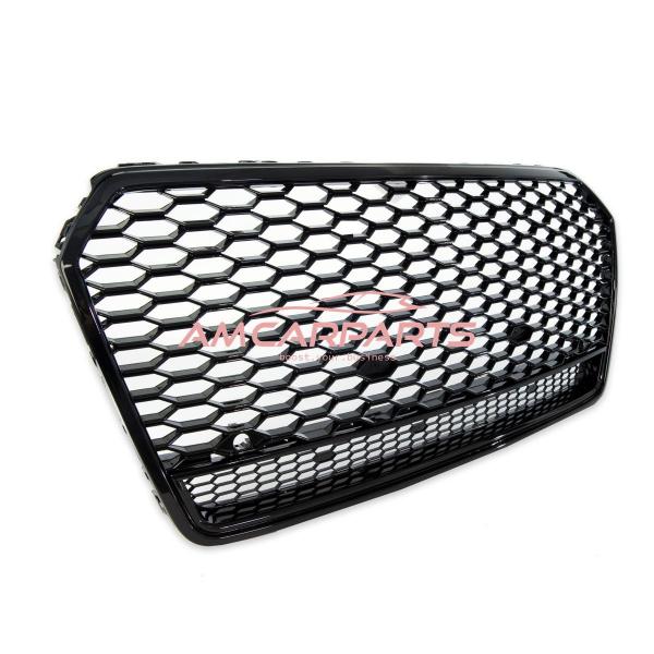 Upgrade "Plus" Sportgrill / Kühlergrill für Audi A7 4G Facelift 14-18 Hochglanz Schwarz in Wabendesign