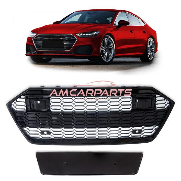Upgrade Sportgrill / Kühlergrill für Audi A7 4K 18-24 Hochglanz Schwarz in Wabendesign