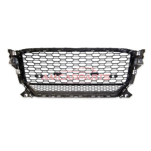 Upgrade "Plus" Sportgrill / Kühlergrill für Audi Q2 GA Vor-Facelift 16-20 Hochglanz Schwarz / Matt Silber in Wabendesign