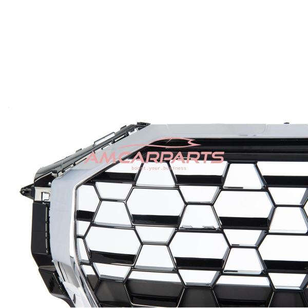 Upgrade Sportgrill / Kühlergrill für Audi Q3 F3 19+ Hochglanz Schwarz / Chrom in Wabendesign