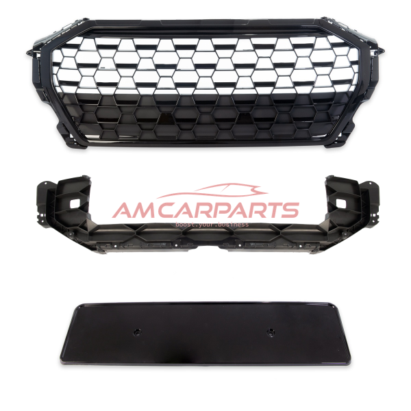 Upgrade Sportgrill / Kühlergrill für Audi Q3 F3 18+ Hochglanz Schwarz in Wabendesign