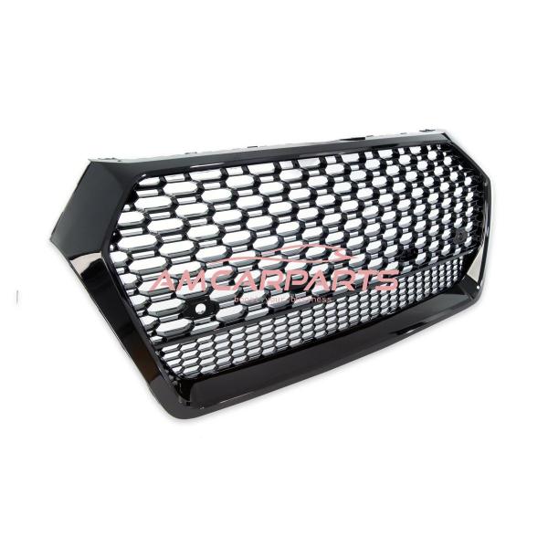 Upgrade "Plus" Sportgrill / Kühlergrill für Audi Q5 FY 17-20 Hochglanz Schwarz in Wabendesign