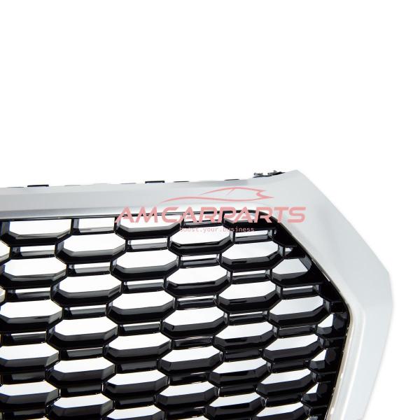 Upgrade "Plus" Sportgrill / Kühlergrill für Audi Q5 FY 17-20 Hochglanz Schwarz / Matt Silber in Wabendesign