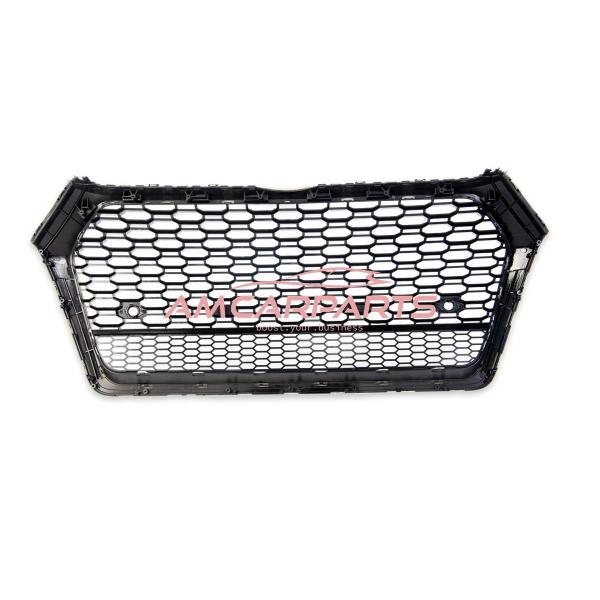 Upgrade "Plus" Sportgrill / Kühlergrill für Audi Q5 FY 17-20 Hochglanz Schwarz / Matt Silber in Wabendesign