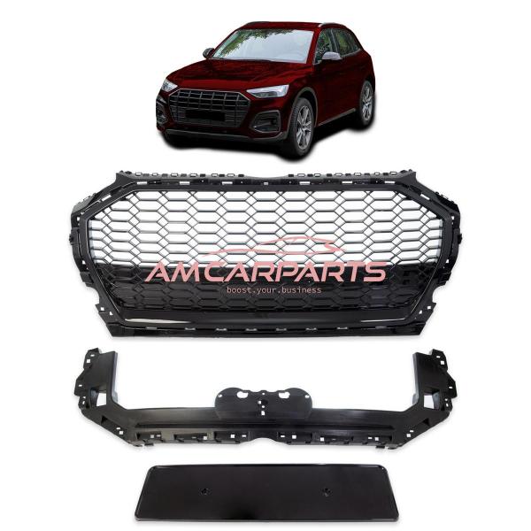 Upgrade Sportgrill / Kühlergrill für Audi Q5 FY Facelift 20+ Hochglanz Schwarz in Wabendesign