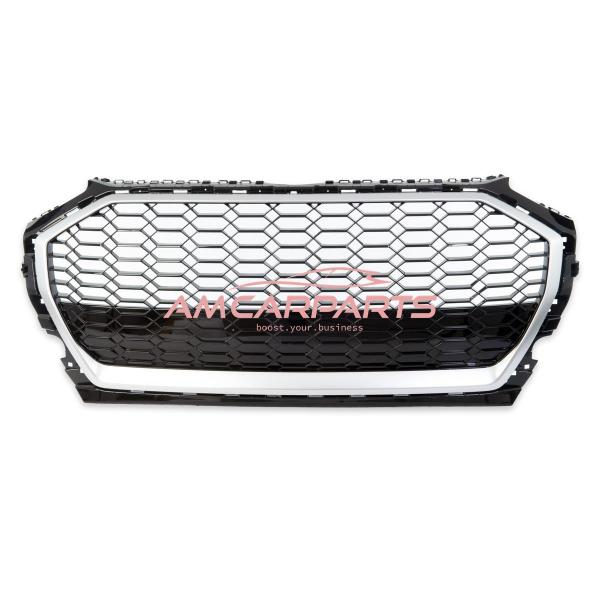 Upgrade Sportgrill / Kühlergrill für Audi Q5 FY Facelift 20+ Hochglanz Schwarz / Matt Silber in Wabendesign