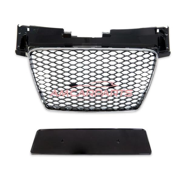 Upgrade Sportgrill / Kühlergrill für Audi TT 8J 06-14 Hochglanz Schwarz / Chrom in Wabendesign