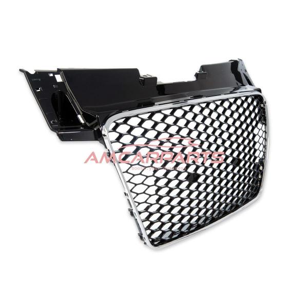 Upgrade Sportgrill / Kühlergrill für Audi TT 8J 06-14 Hochglanz Schwarz / Chrom in Wabendesign