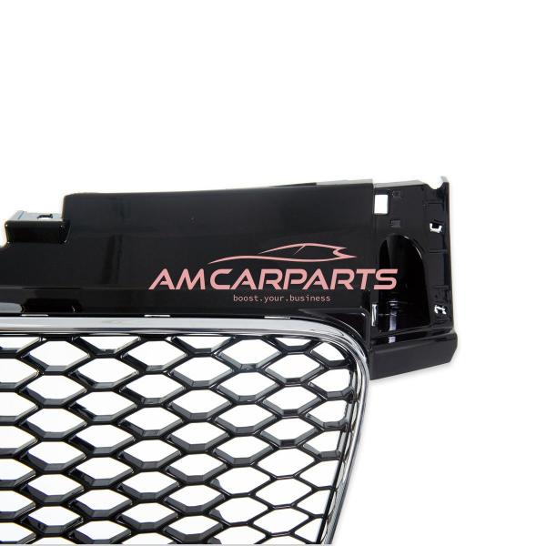 Upgrade Sportgrill / Kühlergrill für Audi TT 8J 06-14 Hochglanz Schwarz / Chrom in Wabendesign