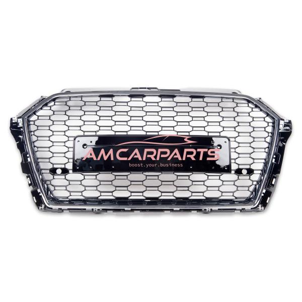 Upgrade Sportgrill / Kühlergrill für Audi A3 8V Facelift 16-19 Hochglanz Schwarz / Chrom in Wabendesign