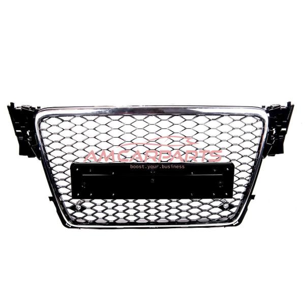 Upgrade Sportgrill / Kühlergrill für Audi A4 B8 8K 07-11 Hochglanz Schwarz / Chrom in Wabendesign