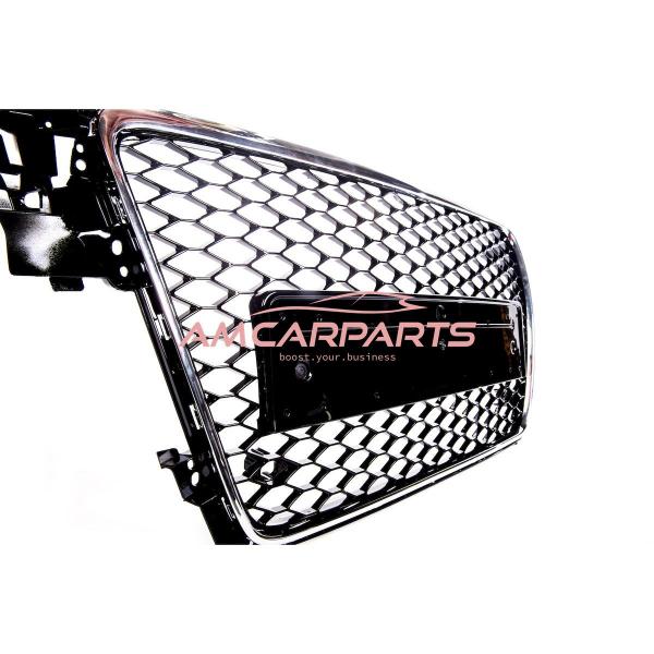 Upgrade Sportgrill / Kühlergrill für Audi A4 B8 8K 07-11 Hochglanz Schwarz / Chrom in Wabendesign