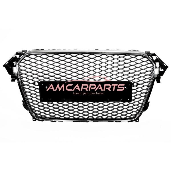 Upgrade Sportgrill / Kühlergrill für Audi A4 B8 8K Facelift 12-15 Hochglanz Schwarz / Chrom in Wabendesign