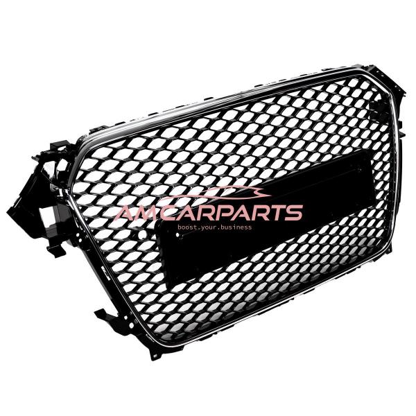 Upgrade Sportgrill / Kühlergrill für Audi A4 B8 8K Facelift 12-15 Hochglanz Schwarz / Chrom in Wabendesign