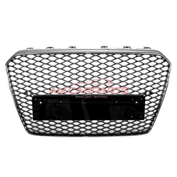 Upgrade Sportgrill / Kühlergrill für Audi A5 8T Facelift 12-16 Hochglanz Schwarz / Chrom in Wabendesign
