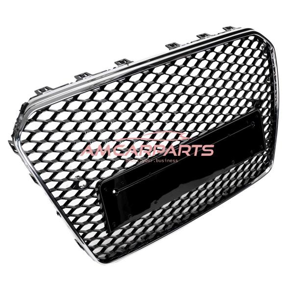 Upgrade Sportgrill / Kühlergrill für Audi A5 8T Facelift 12-16 Hochglanz Schwarz / Chrom in Wabendesign