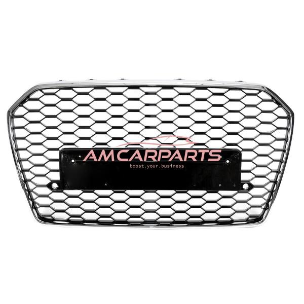 Upgrade Sportgrill / Kühlergrill für Audi A6 C7 4G Facelift 15-18 Hochglanz Schwarz / Chrom in Wabendesign