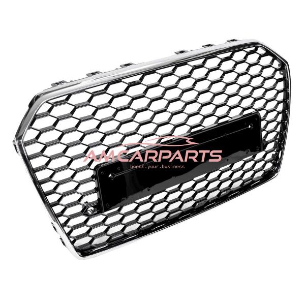 Upgrade Sportgrill / Kühlergrill für Audi A6 C7 4G Facelift 15-18 Hochglanz Schwarz / Chrom in Wabendesign