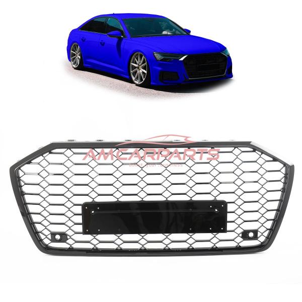 Upgrade Sportgrill / Kühlergrill für Audi A6 C8 4A 18-24 Hochglanz Schwarz in Wabendesign