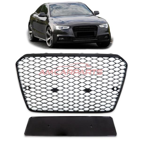 Upgrade Sportgrill / Kühlergrill für Audi A5 8T Facelift 11-15 Hochglanz Schwarz in Wabendesign