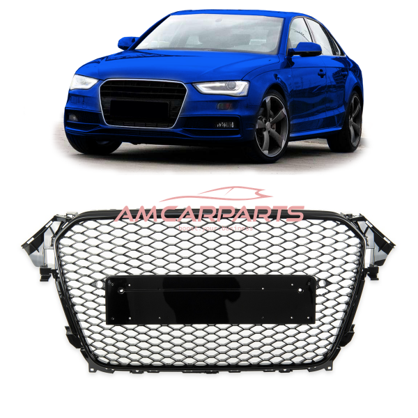 Upgrade Sportgrill / Kühlergrill für Audi A4 B8 8K Facelift 12-15 Hochglanz Schwarz in Wabendesign