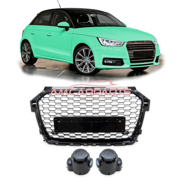 Upgrade Sportgrill / Kühlergrill für Audi A1 8X Facelift 15-18 Hochglanz Schwarz in Wabendesign