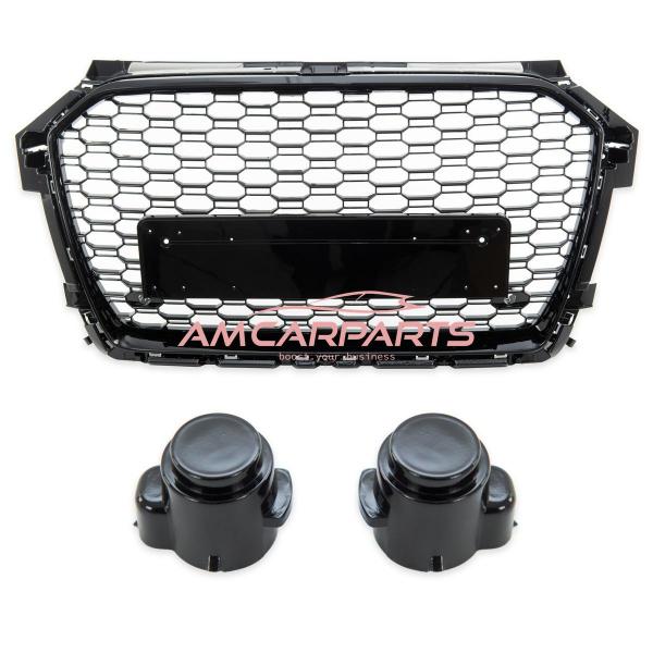 Upgrade Sportgrill / Kühlergrill für Audi A1 8X Facelift 15-18 Hochglanz Schwarz in Wabendesign