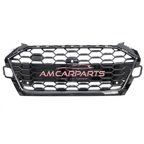 Upgrade Sportgrill / Kühlergrill für Audi A4 B9 8W Facelift 19-23 Hochglanz Schwarz / Hochglanz Silber in Wabendesign