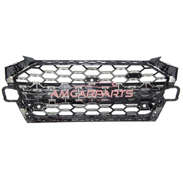 Upgrade Sportgrill / Kühlergrill für Audi A4 B9 8W Facelift 19-23 Hochglanz Schwarz / Hochglanz Silber in Wabendesign