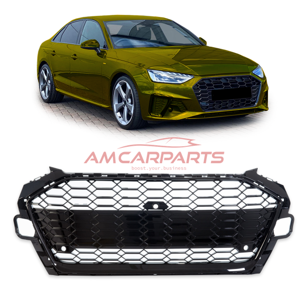 Upgrade Sportgrill / Kühlergrill für Audi A4 B9 8W Facelift 19-23 Hochglanz Schwarz in Wabendesign