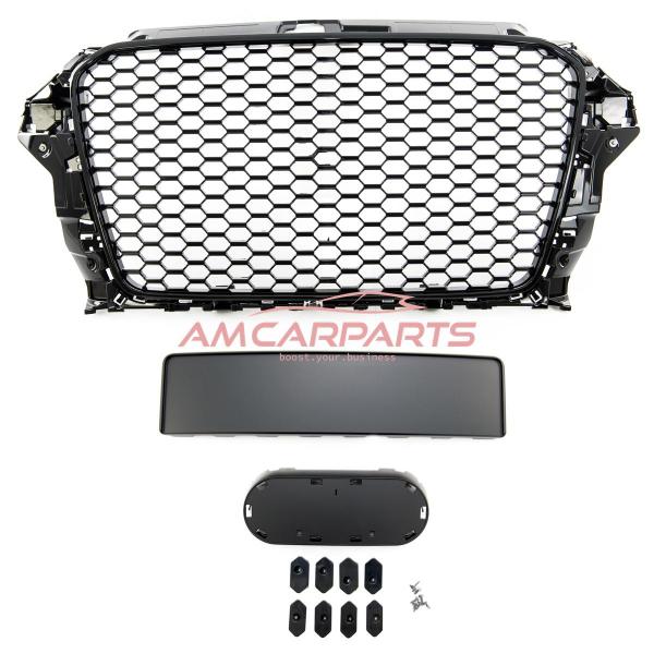 Upgrade Sportgrill / Kühlergrill für Audi A3 8V Vor-Facelift 12-16 Hochglanz Schwarz in Wabendesign