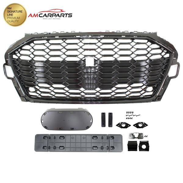 Upgrade Sportgrill / Kühlergrill für Audi A4 B9 Facelift 19-23 Hochglanz Schwarz in Wabendesign