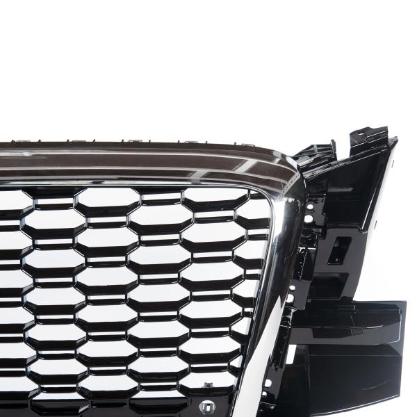 Upgrade Sportgrill / Kühlergrill für Audi Q5 8R 08-12 Hochglanz Schwarz / Chrom in Wabendesign