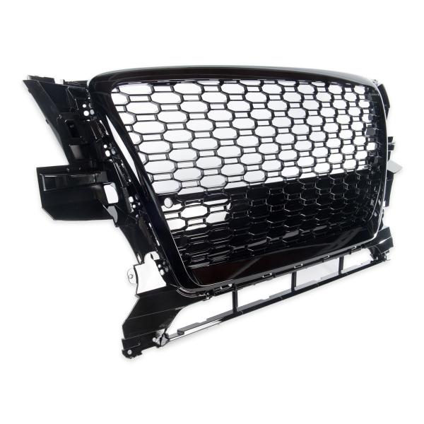 Upgrade Sportgrill / Kühlergrill für Audi Q5 8R 08-12 Hochglanz Schwarz in Wabendesign