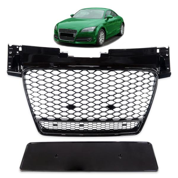 Upgrade "Plus" Sportgrill / Kühlergrill für Audi TT 8J 06-14 Hochglanz Schwarz in Wabendesign