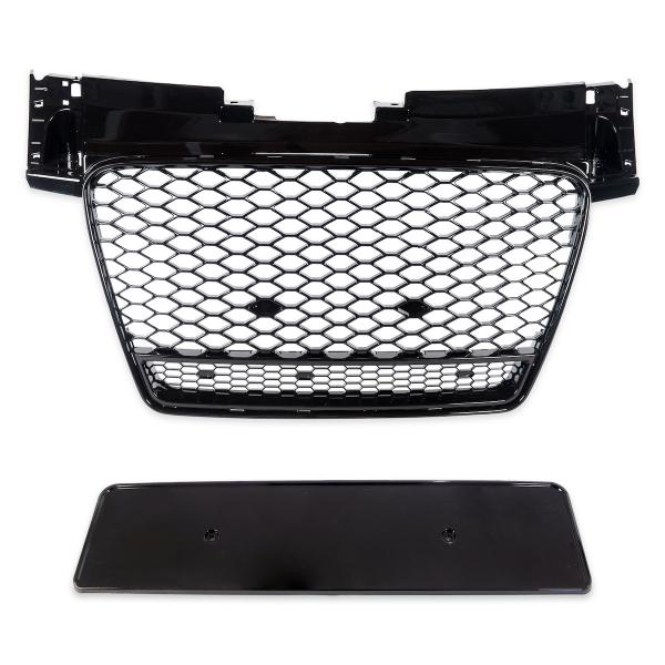 Upgrade "Plus" Sportgrill / Kühlergrill für Audi TT 8J 06-14 Hochglanz Schwarz in Wabendesign