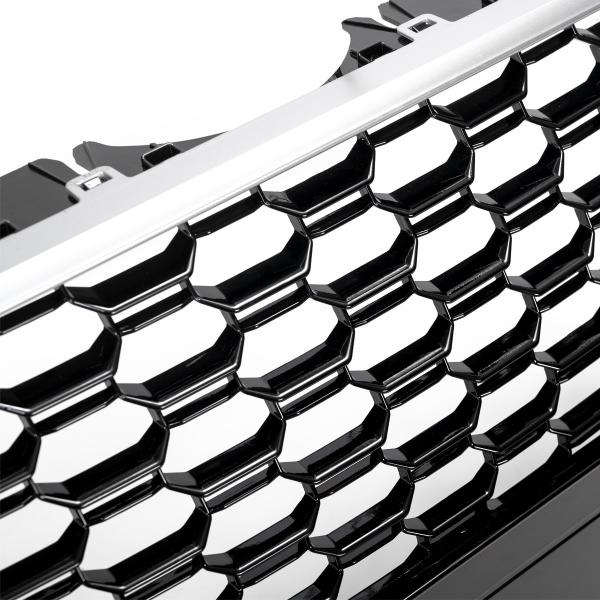 Upgrade Sportgrill / Kühlergrill für Audi A4 B9 8W 15-19 Hochglanz Schwarz / Matt Silber in Wabendesign