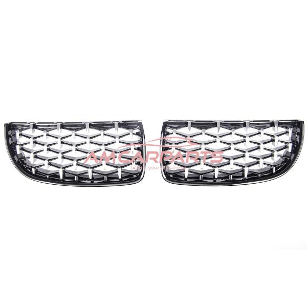 Upgrade "Teardrop" Design Kühlergrill / Sportgrill passend für BMW 3er E90 / E91 Vor-Facelift 05-08 Hochglanz schwarz / chrom