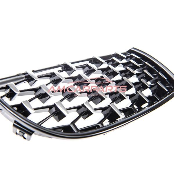 Upgrade "Teardrop" Design Kühlergrill / Sportgrill passend für BMW 3er E90 / E91 Vor-Facelift 05-08 Hochglanz schwarz / chrom