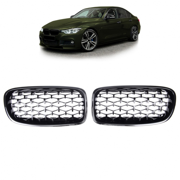 Upgrade "Teardrop" Design Sportgrill Frontnieren für BMW 3er F30 / F31 05-08 Hochglanz schwarz