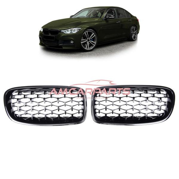 Upgrade "Teardrop" Design Kühlergrill / Sportgrill passend für BMW 3er F30 / F31 11-19 Hochglanz schwarz