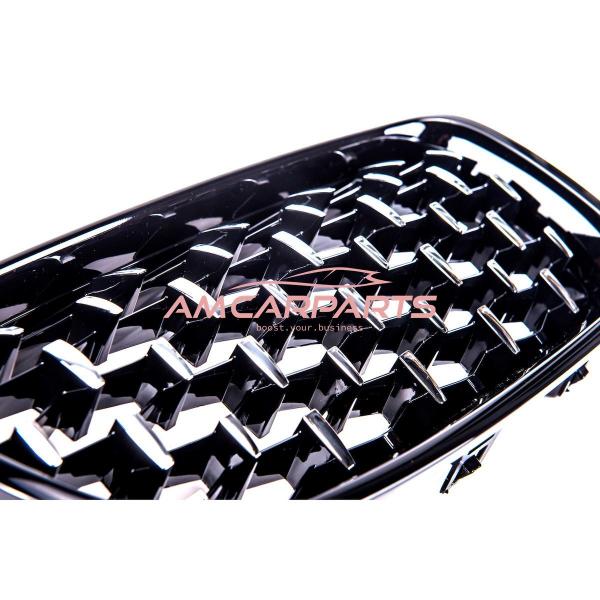 Upgrade "Teardrop" Design Kühlergrill / Sportgrill passend für BMW 3er F30 / F31 11-19 Hochglanz schwarz / chrom