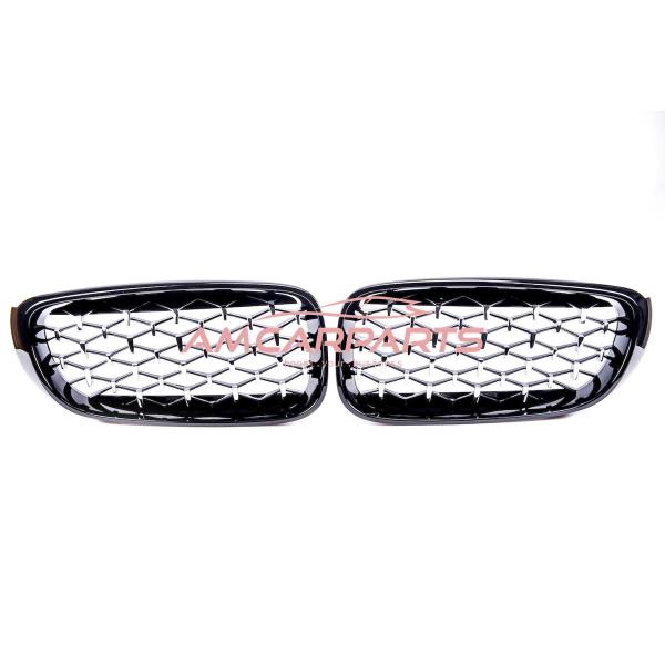 Upgrade "Teardrop" Design Kühlergrill / Sportgrill passend für BMW 3er F34 13-20 Hochglanz schwarz / chrom