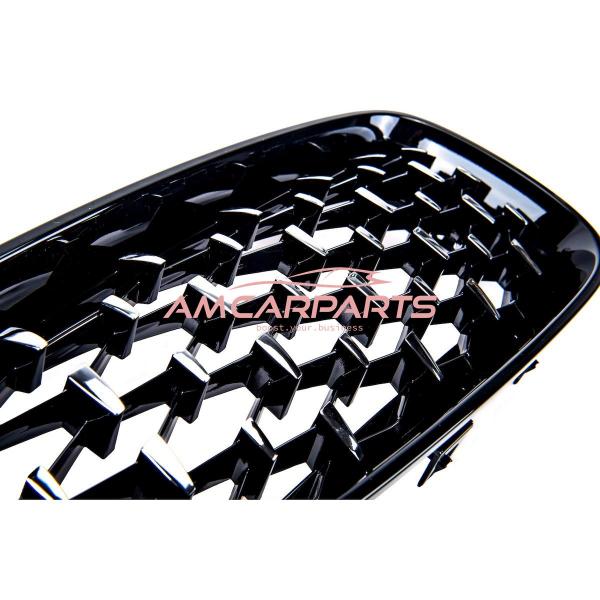 Upgrade "Teardrop" Design Kühlergrill / Sportgrill passend für BMW 3er F34 13-20 Hochglanz schwarz / chrom