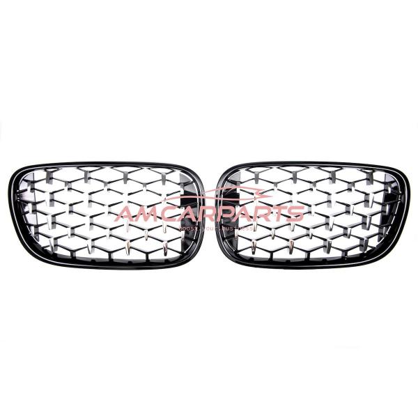 Upgrade "Teardrop" Design Kühlergrill / Sportgrill passend für BMW 7er G11 / G12 Vor-Facelift 15-19 Hochglanz schwarz / chrom