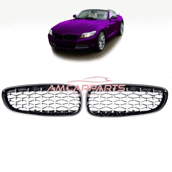 Upgrade "Teardrop" Design Kühlergrill / Sportgrill passend für BMW Z4 E89 09-16 Hochglanz schwarz / chrom
